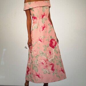 Adrianna Papell Off The Shoulder Jacquard Dress